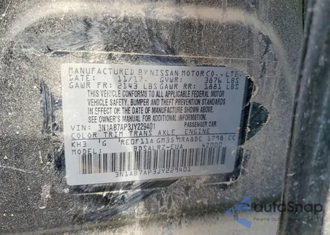 2018 Nissan Sentra S z USA, uszkodzony, nr VIN 3N1AB7AP3JY229401